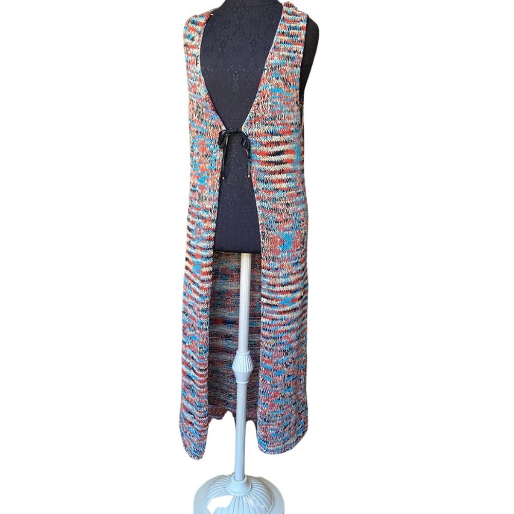 American Classics by Anne Bowen Silk Blend Tie Front Maxi Duster Women's Large